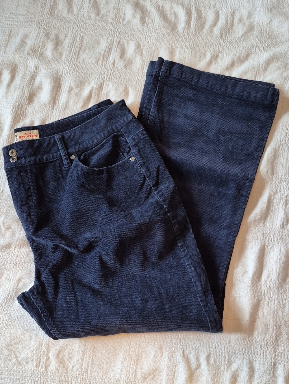 Faded Glory women's size 20W navy blue stretch corduroy pants, EUC